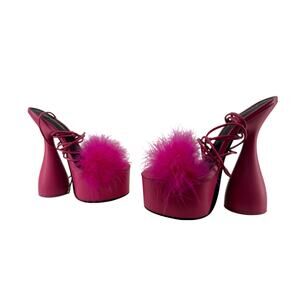 Lemonade Imani Heel Pink Berry Feather Barbie Shoe Funky Womens 6